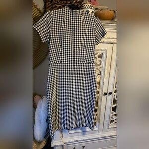 Ann Taylor Black and White Checkered Midi Dress